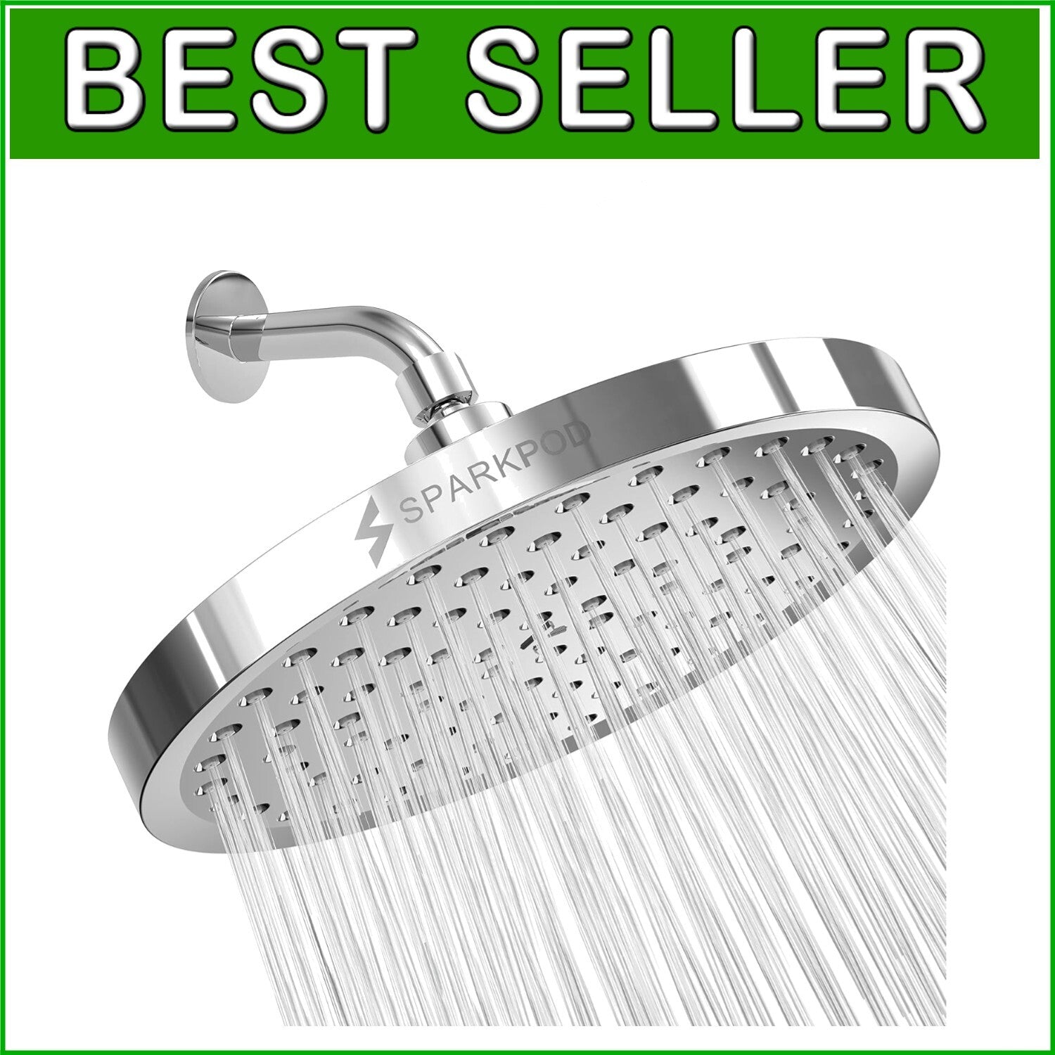 Elegant Polished Chrome Shower Head - High Pressure Rain Experience, Easy Clean