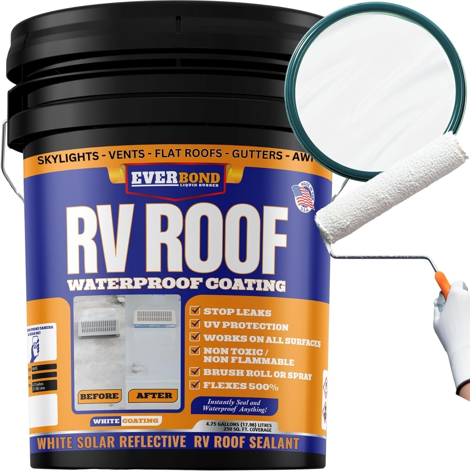 Flexible RV Roof Sealant - 4.75 Gallons of Liquid Rubber for Ultimate Protection