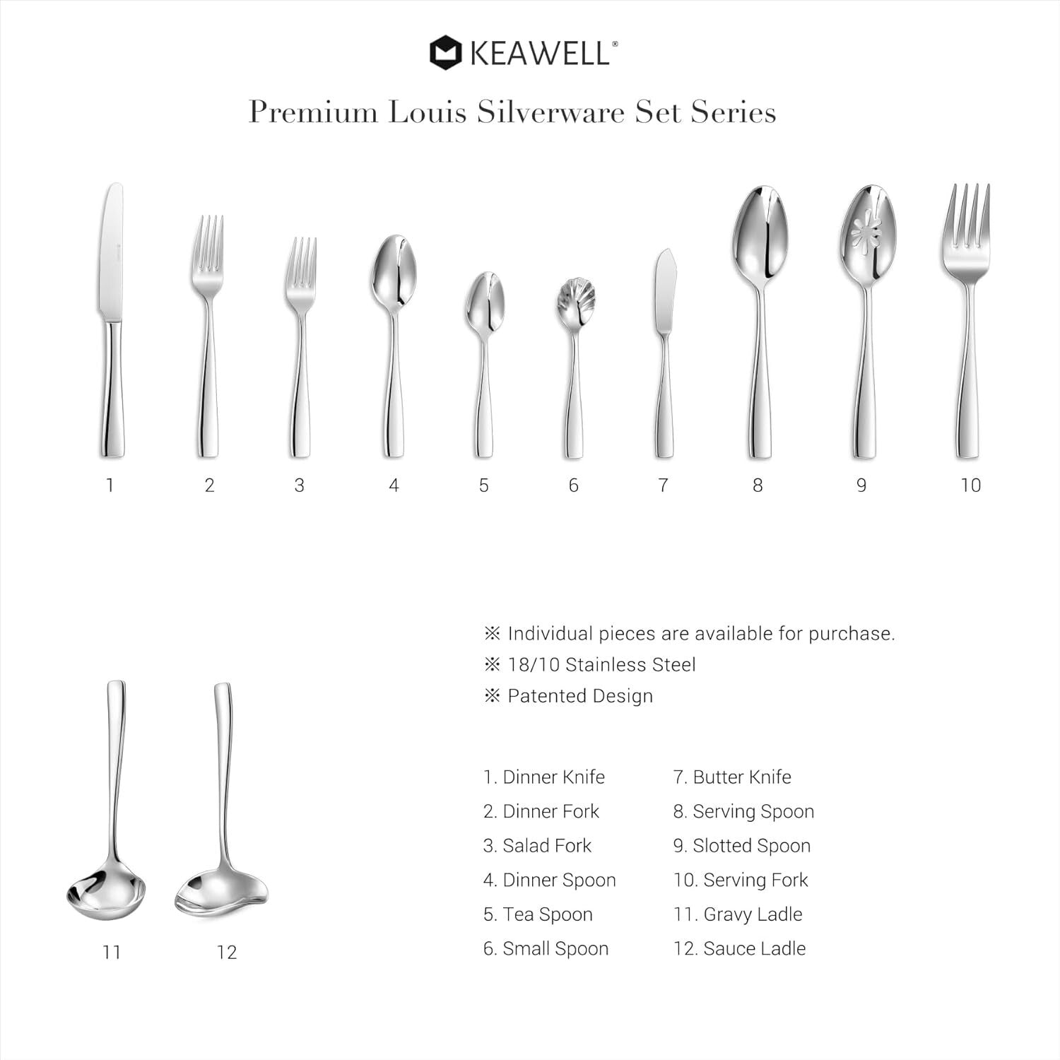 Elegant 65-Piece Stainless Steel Flatware Set - Service for 12, Dishwasher Safe