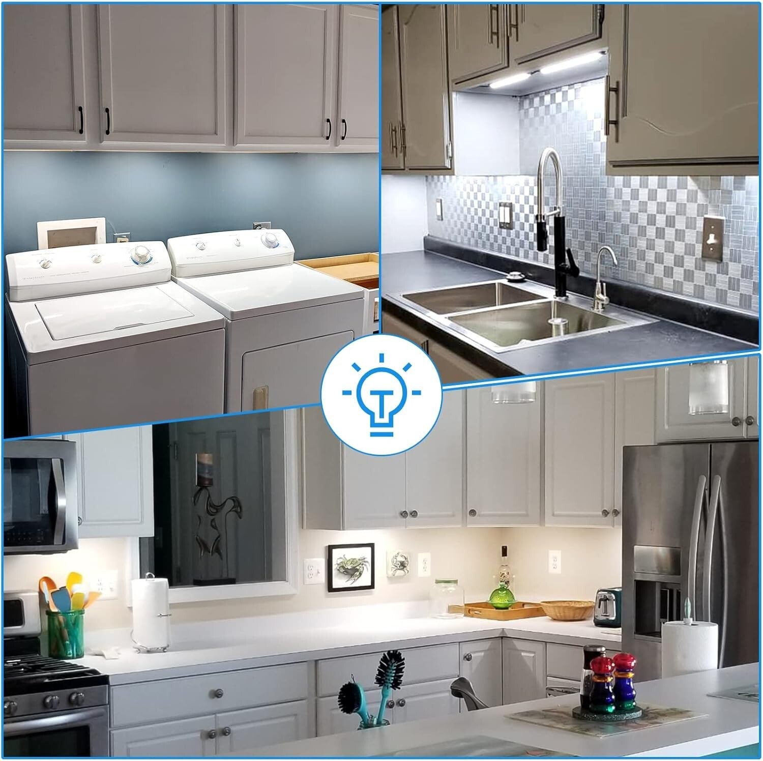 Complete Kitchen Lighting Solution: 6 PCS LED Under Cabinet Fixtures with Dimmer