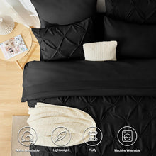 Load image into Gallery viewer, Stylish Black Full Size 7-Piece Bedding Set - Pinch Pleat Comforter Included