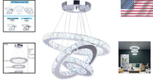 Load image into Gallery viewer, Luxury Adjustable 3-Ring LED Pendant Light - Crystal Round Ceiling Fixture