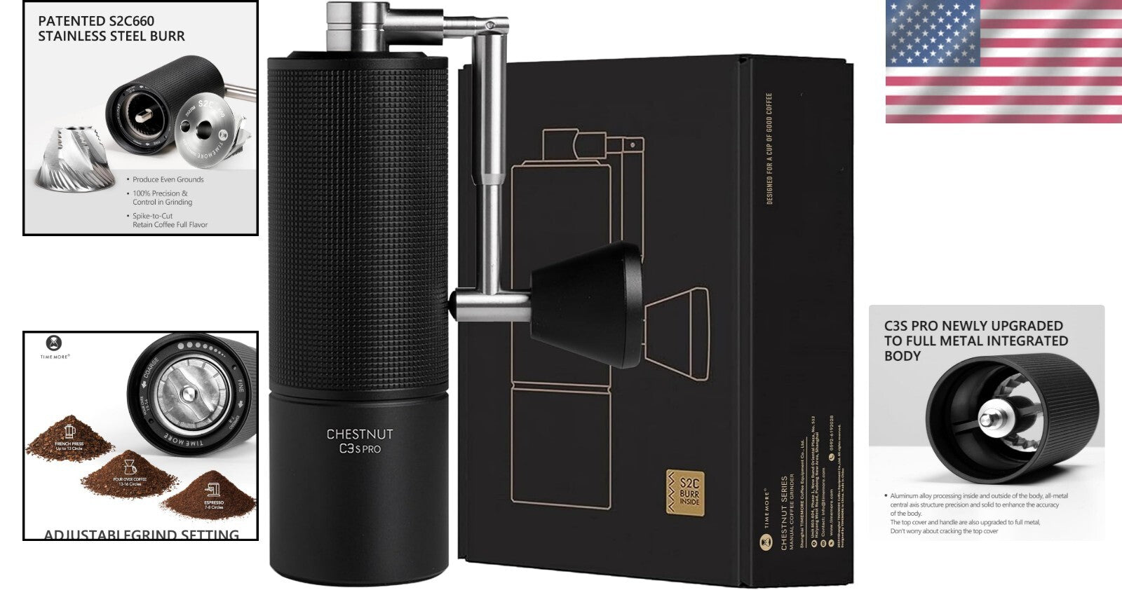 Durable Hand Coffee Grinder with Foldable Handle - Ideal for Camping & Outdoors