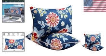 Load image into Gallery viewer, Decorative Outdoor Lumbar Pillows - Set of 2, 12x20 Inches, Big Blue Flower