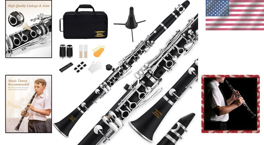 ECL-300 B Flat Clarinet Set for Beginners - Ebonite Body & Nickel-Plated Keys