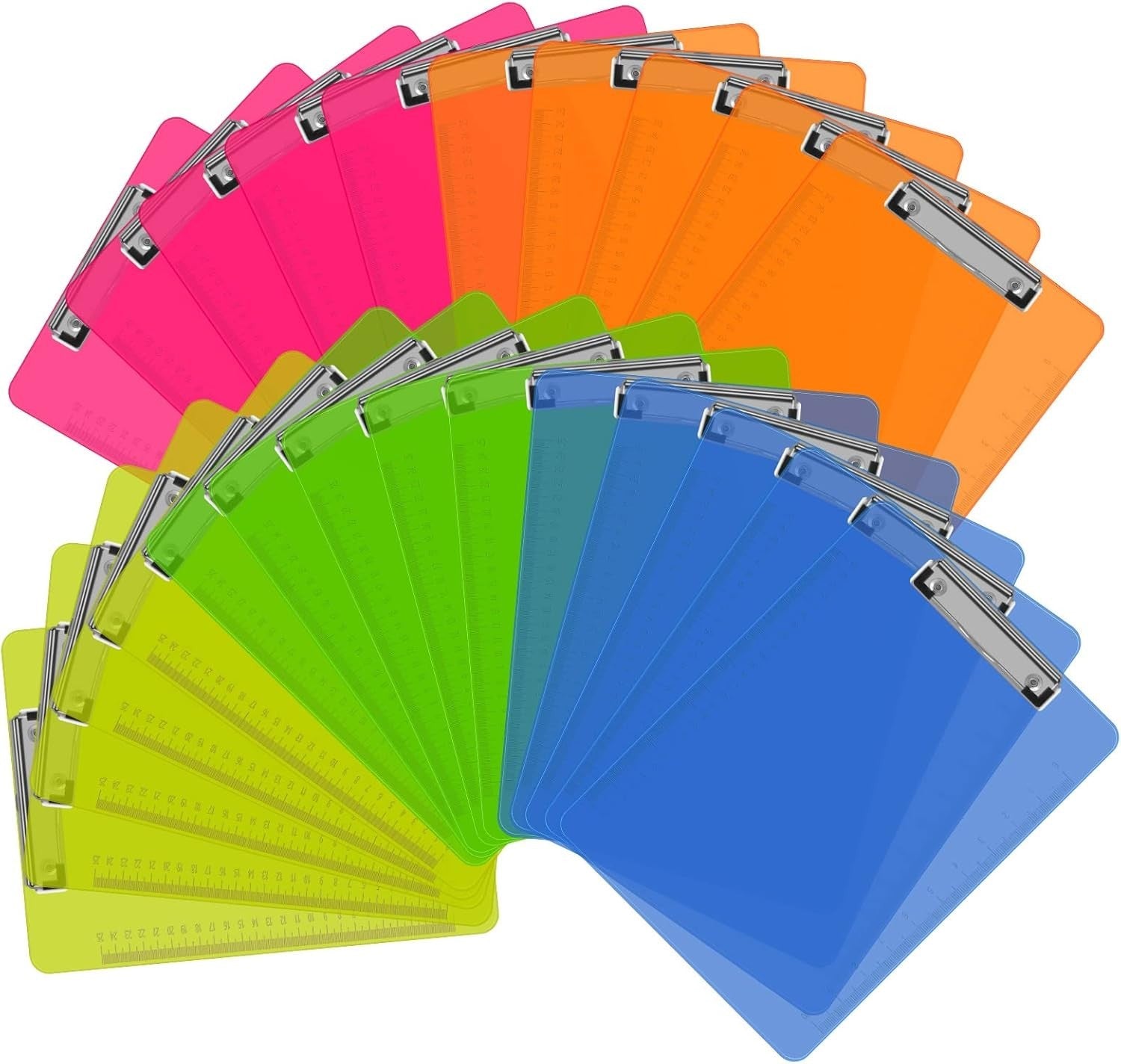 Smooth Surface Plastic Clipboards - 25 Pack, Low Profile Clips for Easy Use