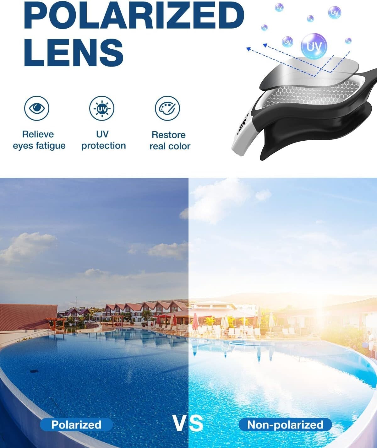 Durable Silicone & Polycarbonate Swim Goggles - 2 Pack with Clear Vision Lenses