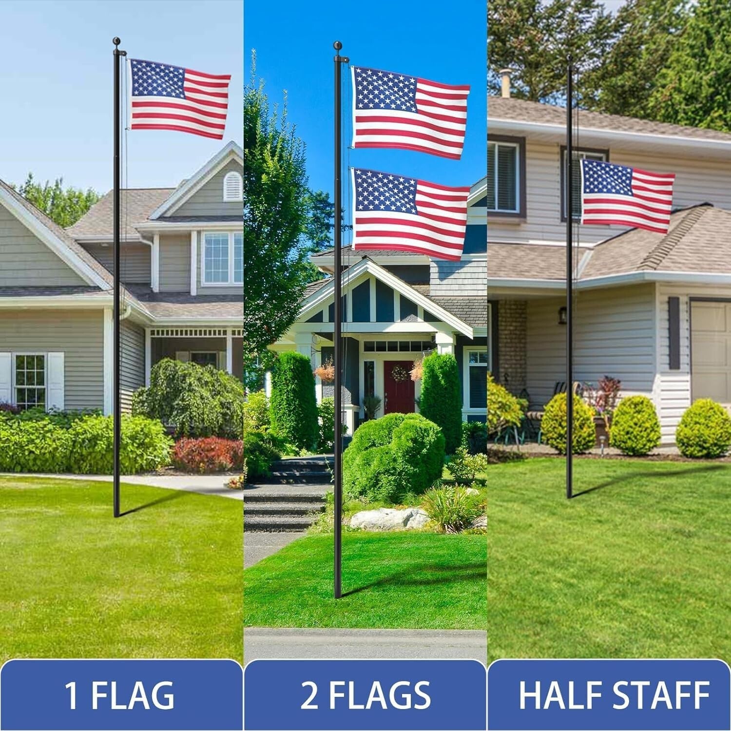Rust-Resistant 25 FT Flag Pole with 41 FT Rope & Accessories for Proud Display