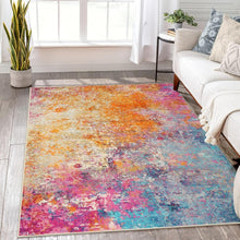 Load image into Gallery viewer, Colorful Soft Low Pile 5' X 7' Area Rug for Living Room &amp; Bedroom - Machine Wash