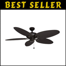 Load image into Gallery viewer, Energy Efficient 52-Inch Damp Rated Ceiling Fan with Hand-Carved Tropical Blades