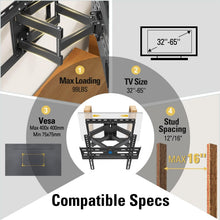 Load image into Gallery viewer, Universal TV Mount for 32-65" TVs - Heavy-Duty, Articulating, 99lbs Capacity