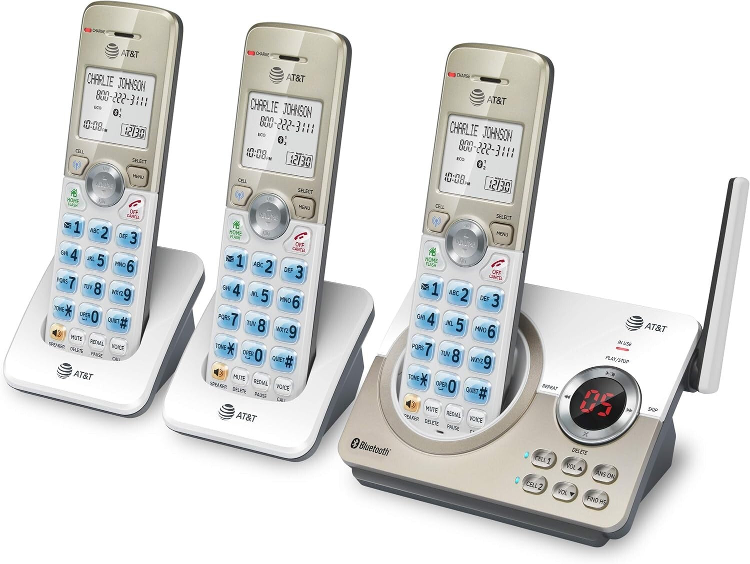 Expanded Bluetooth Cordless Phone System with Big Buttons & Digital Answering