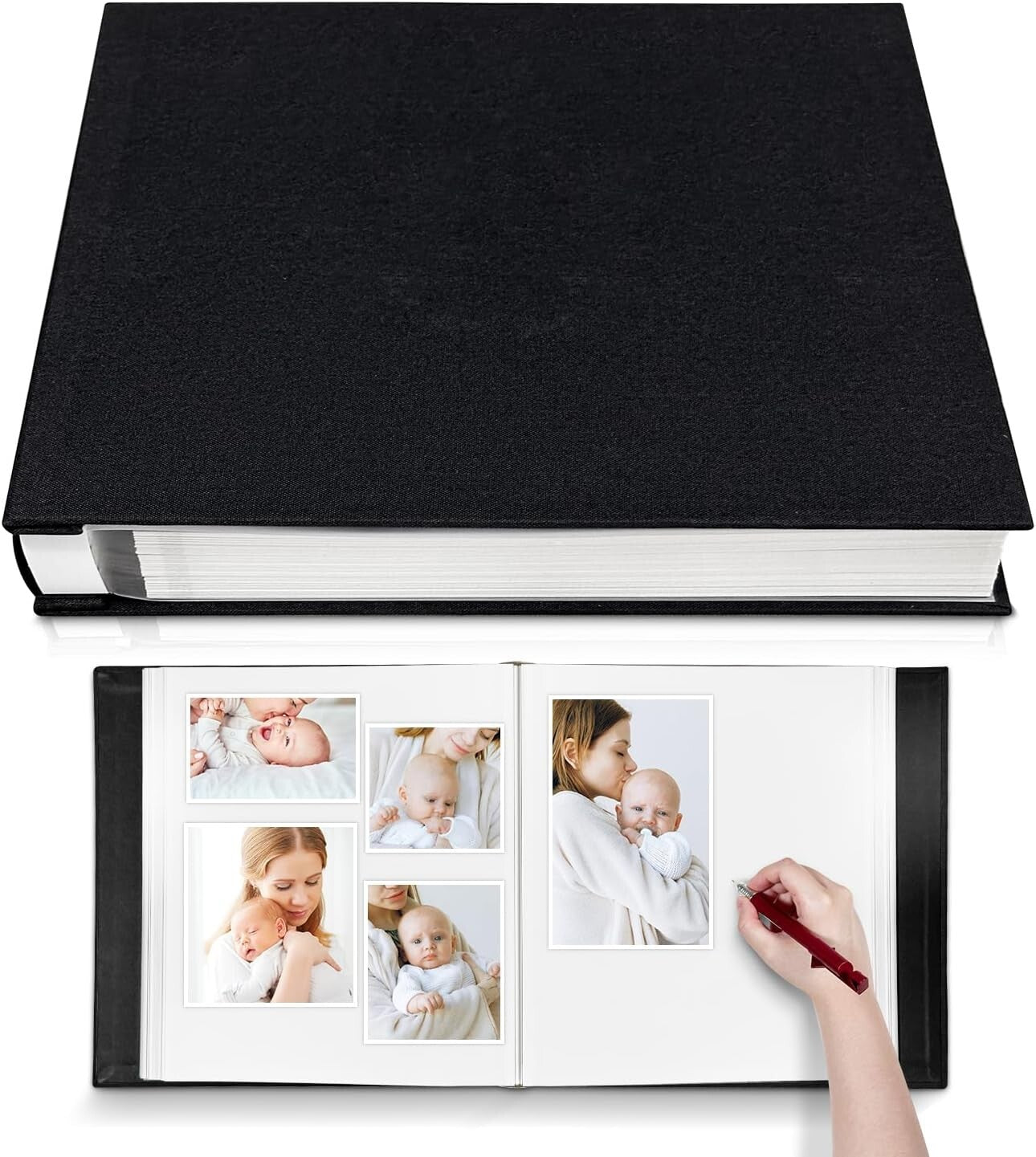 Elegant 60-Page Magnetic Photo Album for Cherished Memories - Black Linen Design
