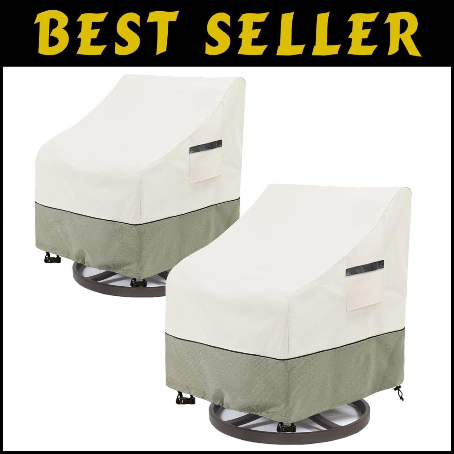 Adjustable Heavy Duty Outdoor Swivel Lounge Chair Covers - 2 Pack Beige & Gray