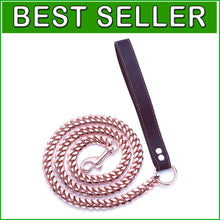 Load image into Gallery viewer, Rose Gold Chew Proof Dog Leash - Stylish 14MM Cuban Link - 3FT/4FT/5FT Options