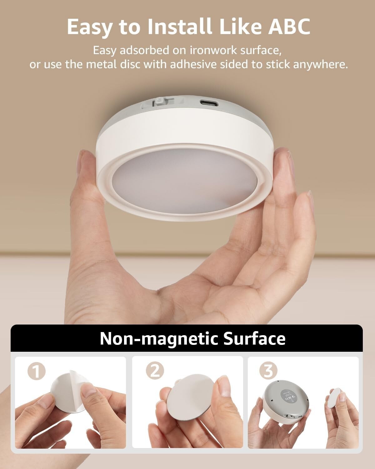 Energy-Efficient Remote-Controlled Puck Lights - USB Rechargeable & Easy Install