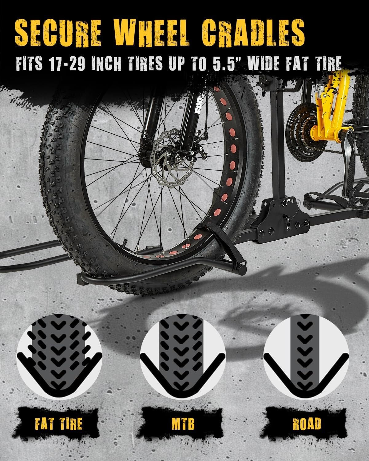 Heavy-Duty 2-Bike Hitch Rack for eBikes, Mountain & Fat Tire Bikes – 180lbs