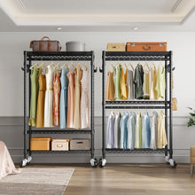 Load image into Gallery viewer, Heavy-Duty Metal Garment Rack - 350lbs Capacity &amp; Rolling Wheels for Versatility