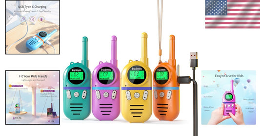 4 Pack Colorful Walkie Talkies for Kids - Rechargeable and Easy to Use Ages 3-12