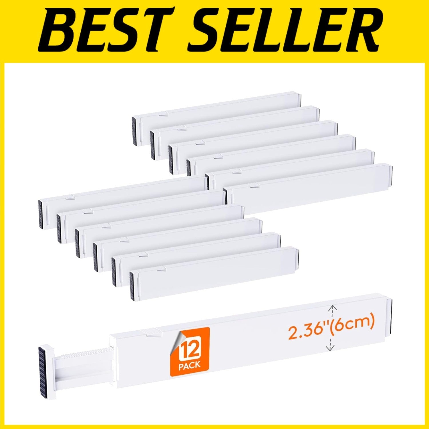 12-Pack Adjustable Drawer Dividers - Tidy Storage for Kitchen and Bathroom