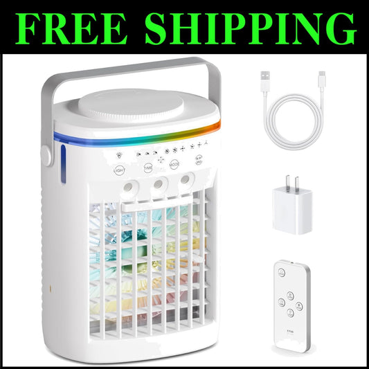 Portable 4-in-1 Air Conditioner & Humidifier with Remote Control - 1000ml Tank