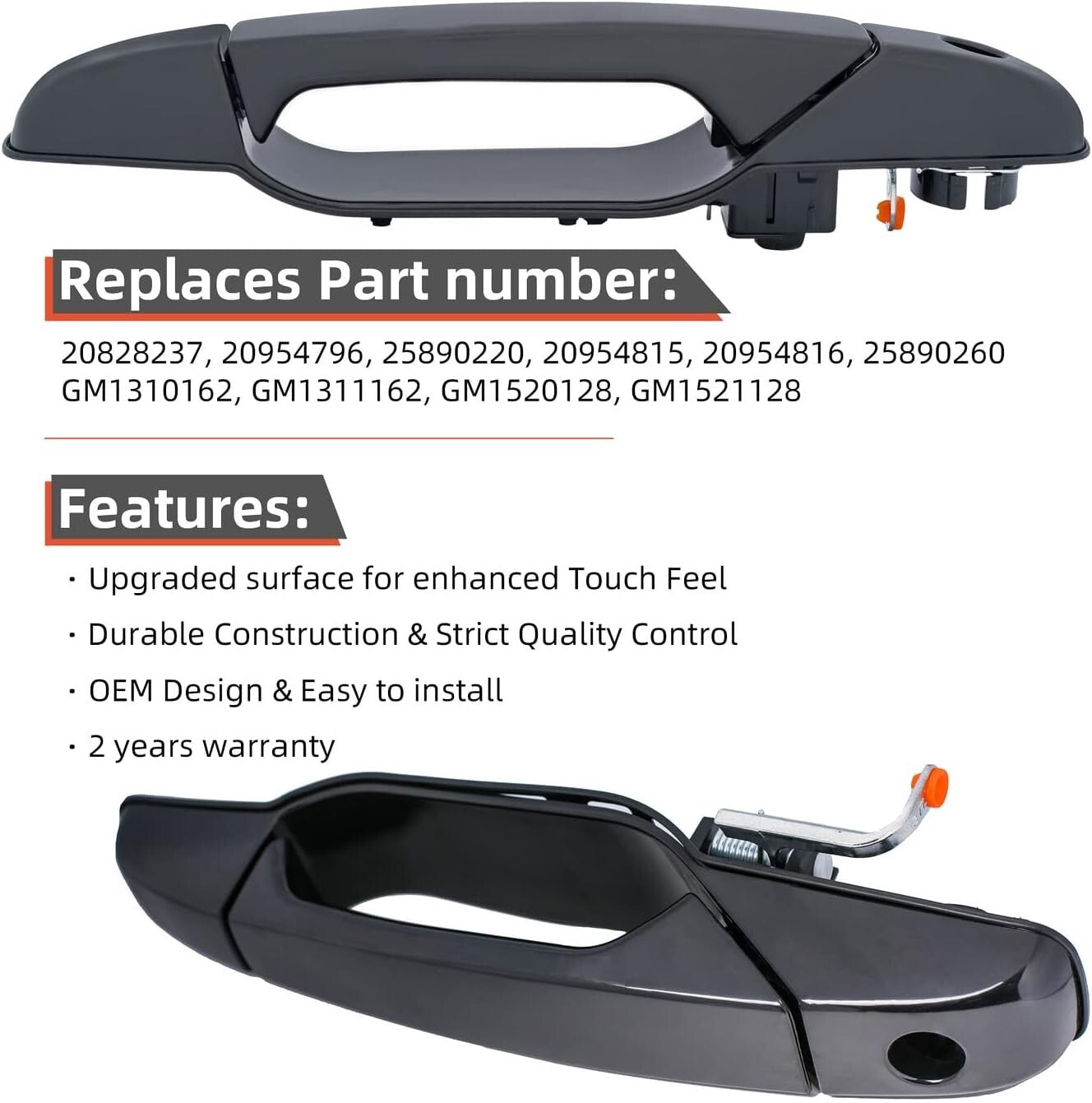 Durable Black Door Handles Compatible with 07-14 Chevrolet & GMC Models