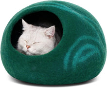Load image into Gallery viewer, Sleek Dual-Use Cat Cave - 100% Wool Hideaway and Sleep Space for Indoor Cats
