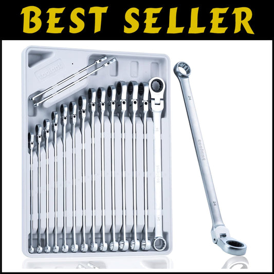 Efficient 16PCS Ratcheting Wrench Set with 90-Tooth Flex Head for Tight Spaces