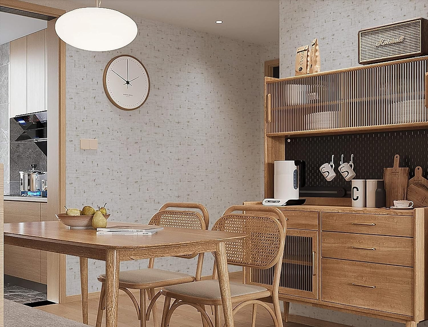 Easy to Use Beige Grasscloth Wallpaper - 17.7'' x 394'' Moisture-Proof Solution