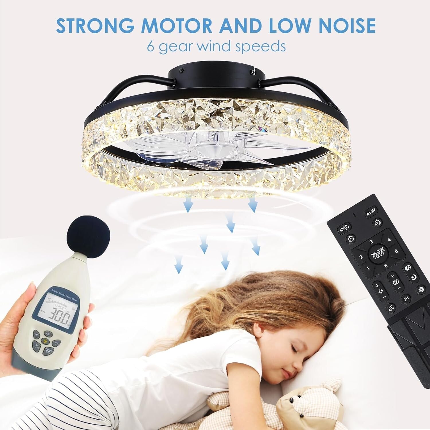 Effortless Comfort with 16" Dimmable Ceiling Fan - Remote & APP Control Feature