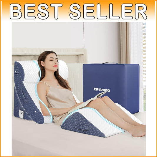 4Pcs Orthopedic Wedge Pillow Set - Gel-Infused Memory Foam for Sleep & Support