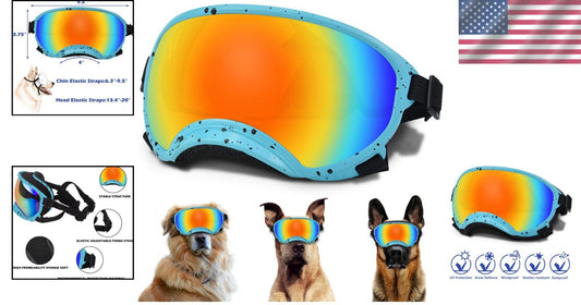Large Adjustable Dog Sunglasses with UV Protection - Windproof Pet Eyewear