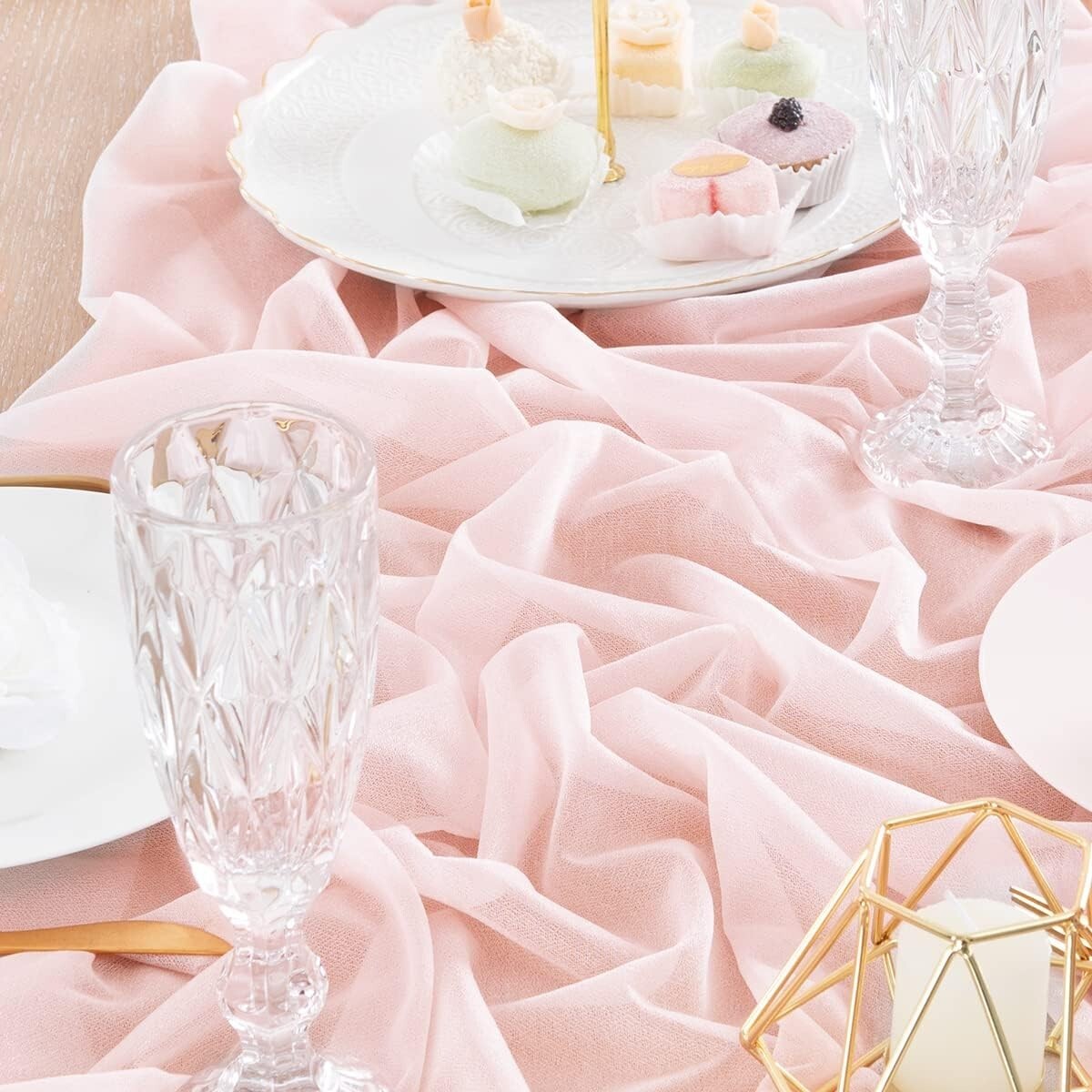 10ft Blush Pink Soft Gauze Table Runners - Ideal for Parties & Celebrations