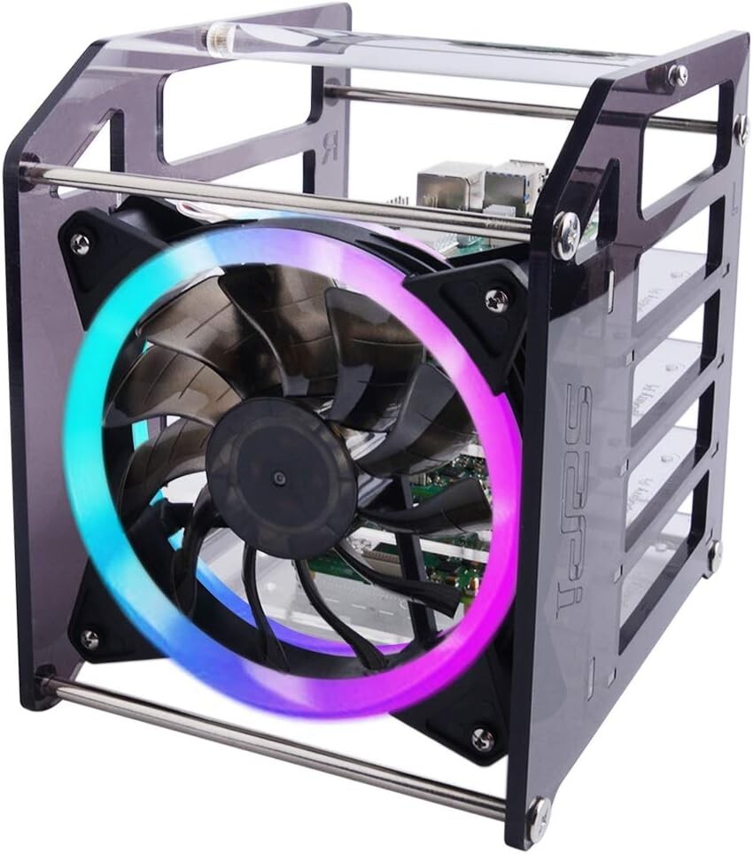 Premium Raspberry Pi Stackable Tower Case with RGB Fan for Optimal Cooling