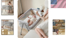 Load image into Gallery viewer, Stylish Bedside Sleeper Crib with Auto-Lock Wheels &amp; Comfortable Fleece Mattress
