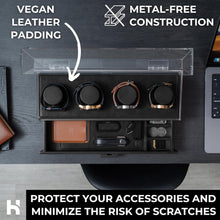Load image into Gallery viewer, Premium 4-Slot Wooden Watch Display Case with Accessory Drawer – Black or Walnut