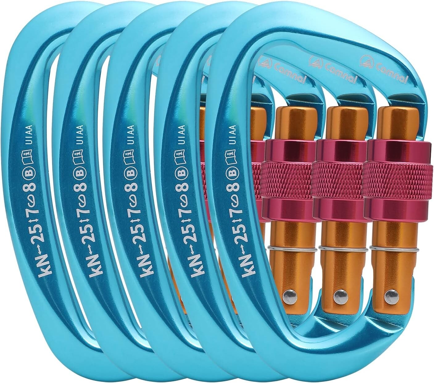 5-Pack Premium Locking Carabiners - 25KN UIAA Approved for Climbing Adventures
