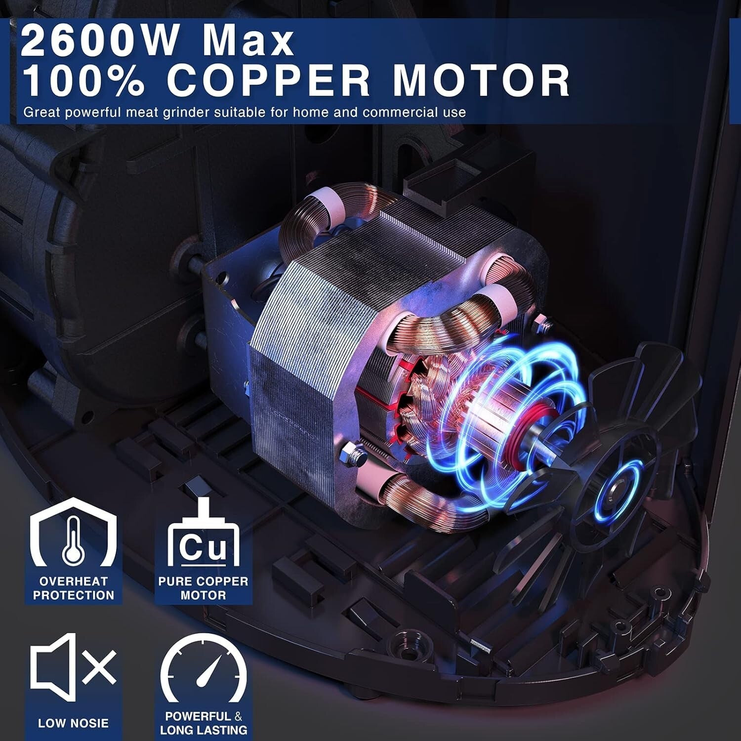 Stainless Steel Meat Grinder Machine - 180 lbs/hour Heavy-Duty with Sausage Kit