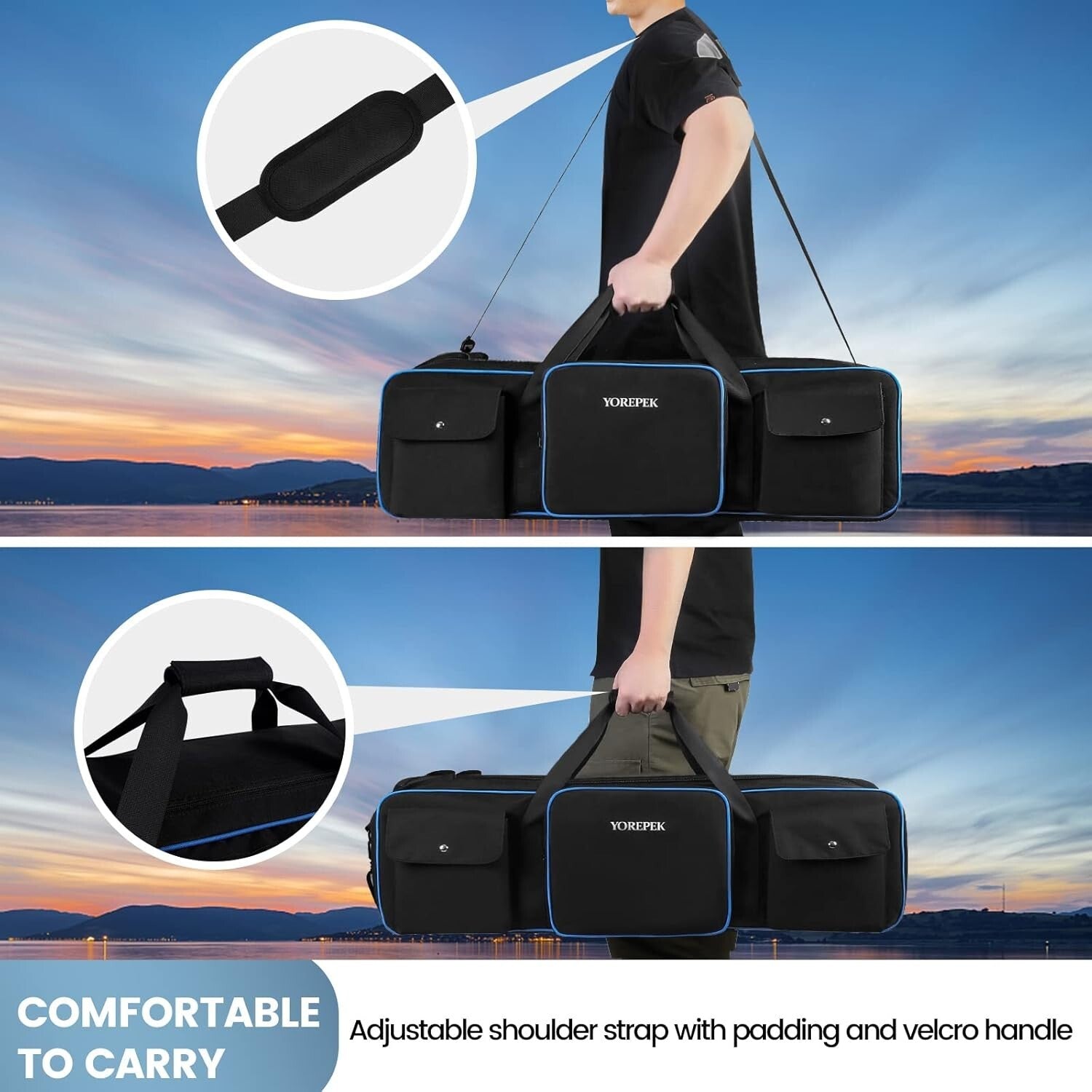 40.5" Tripod Carrying Case - Waterproof Light Stand Bag with Protective Pads