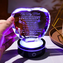 Load image into Gallery viewer, Touching Keepsake Gift for Mom - Heart-Shaped Crystal with Colorful LED Stand