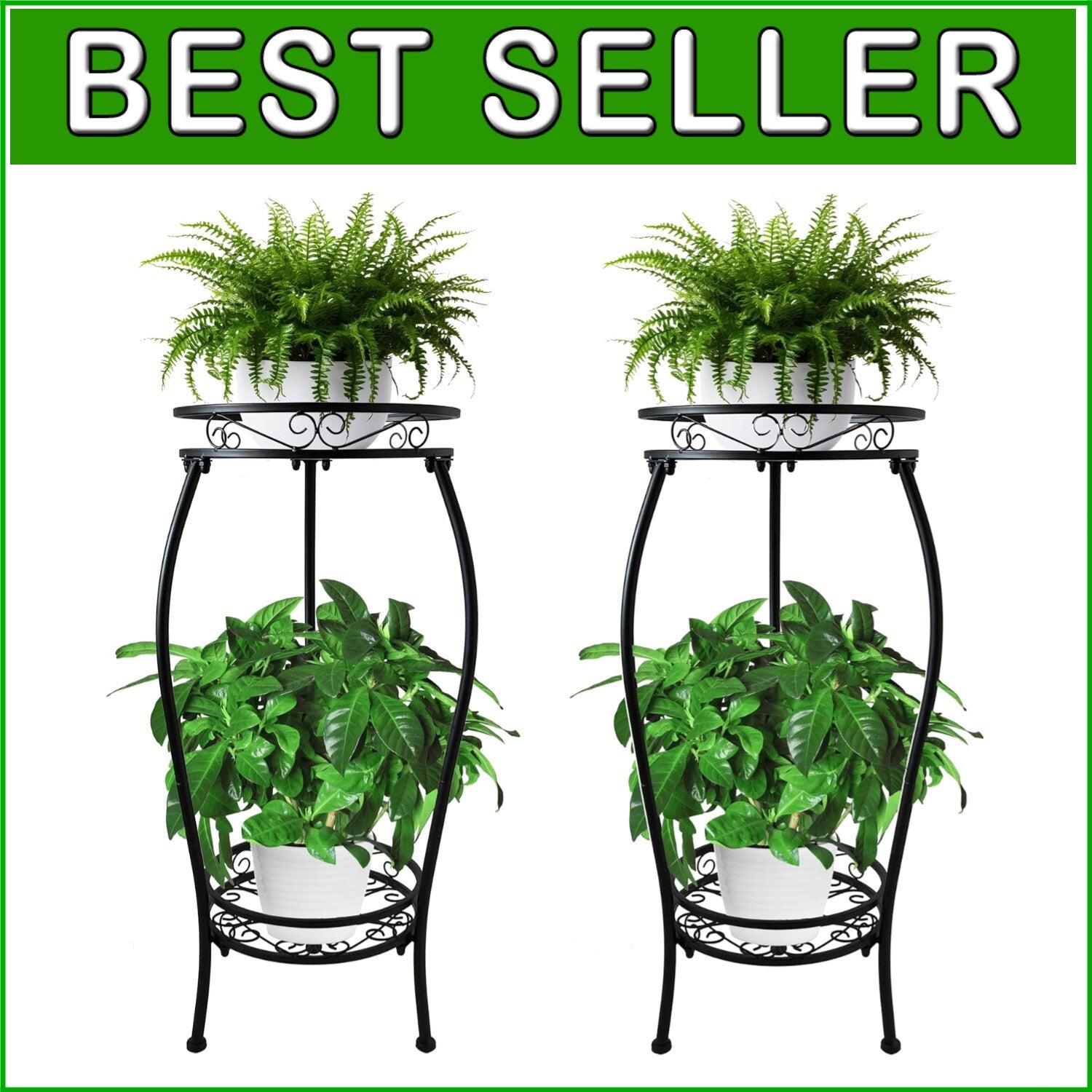 CASIMR 2-Pack 26.6'' Tall Metal Plant Stand – Rustproof & Indoor/Outdoor Use