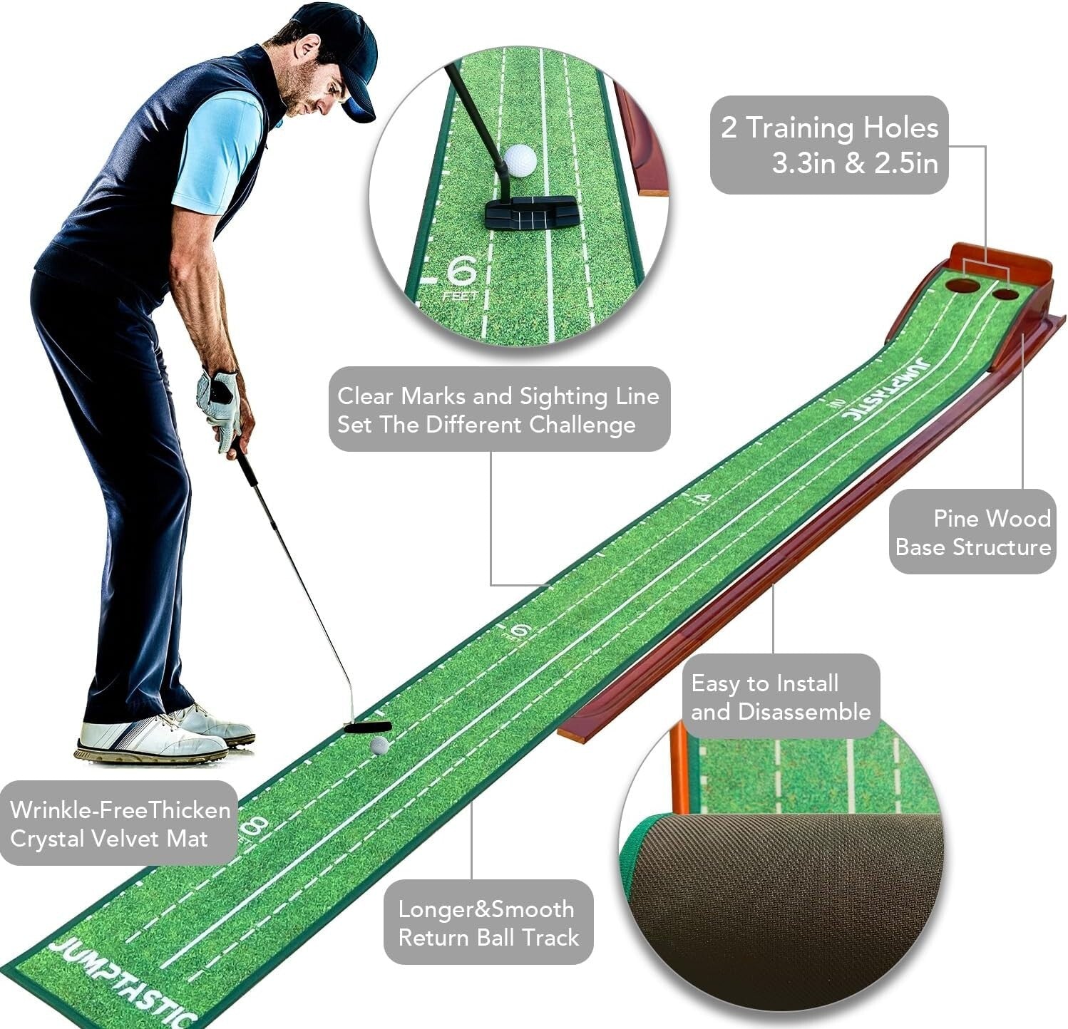 Foldable Indoor Putting Mat with Non-Slip Backing - Ideal for All Skill Levels