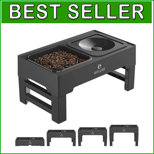 Collapsible Adjustable Dog Bowl Set with Stainless Steel & Slow Feeder Options