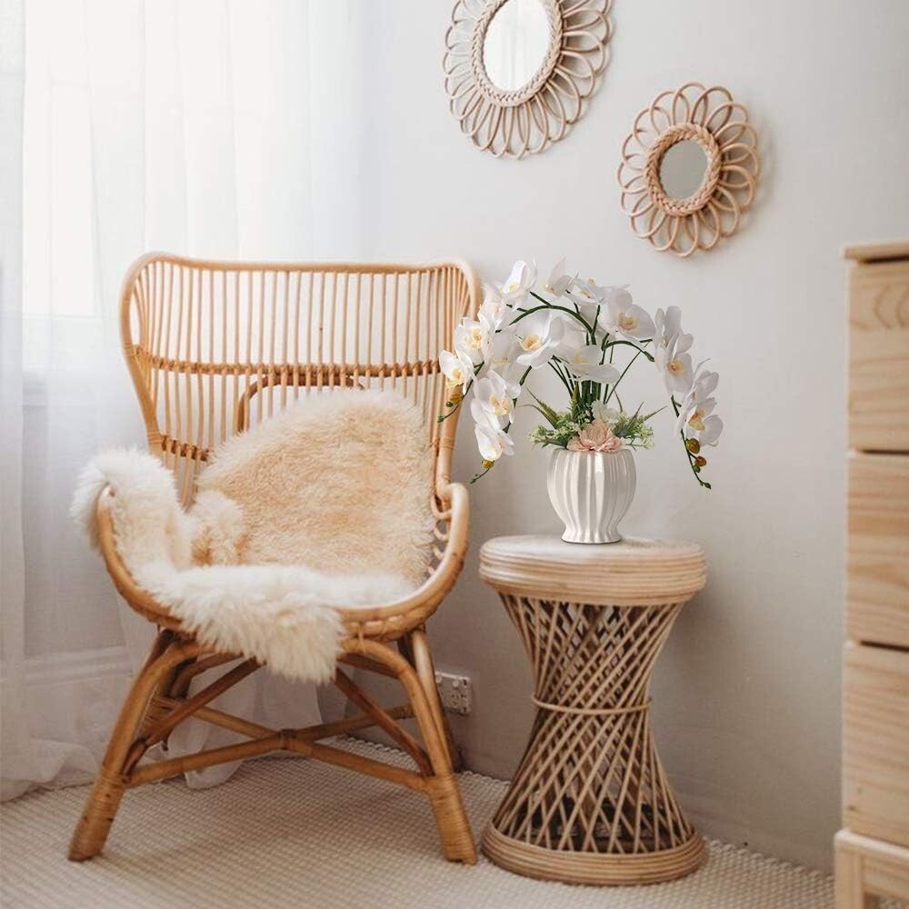 Lifelike Faux Orchid in White Pot - Ideal for Indoor Decoration and Centerpieces