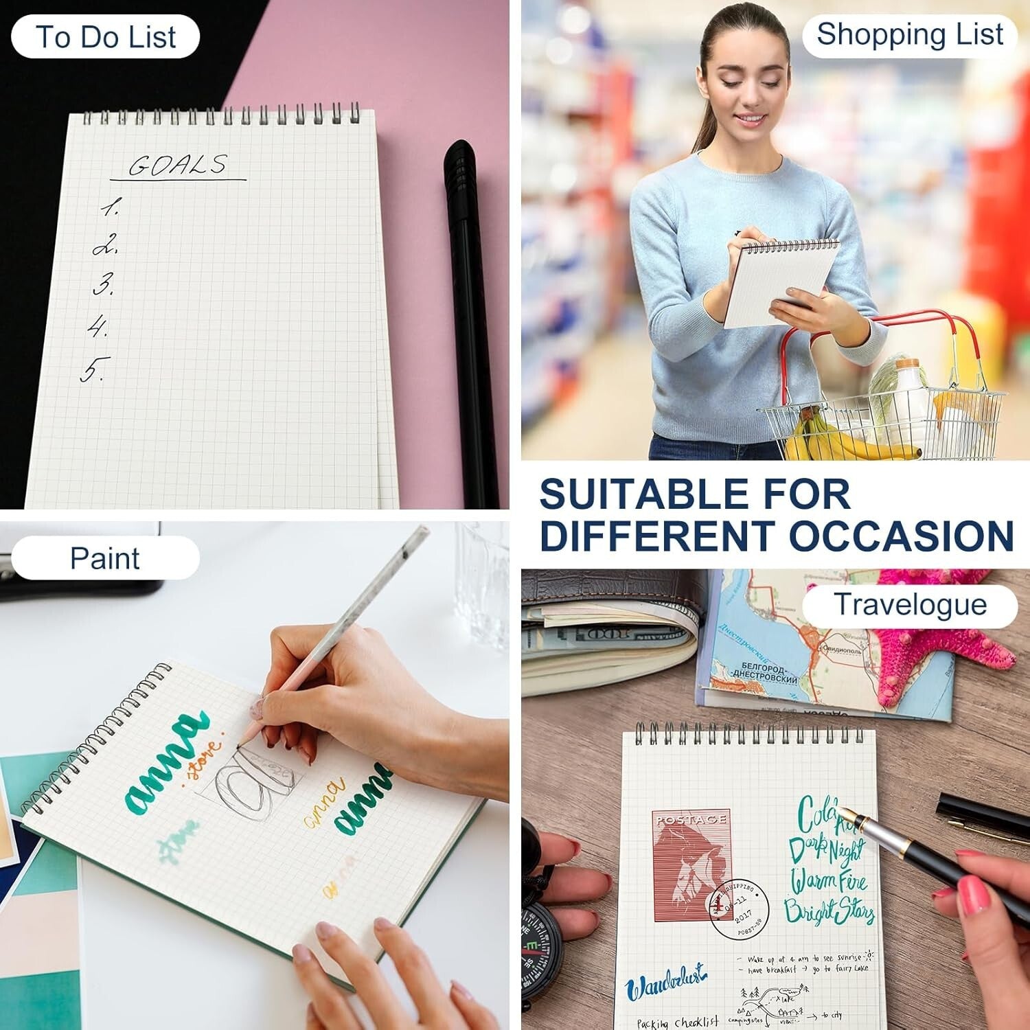 Durable Top Wirebound A5 Graph Notebooks – 140 Pages for Creative Essentials