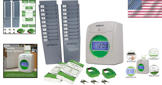 Small Business Time Clock Bundle: Accurate Tracking with 100 Cards & Accessories