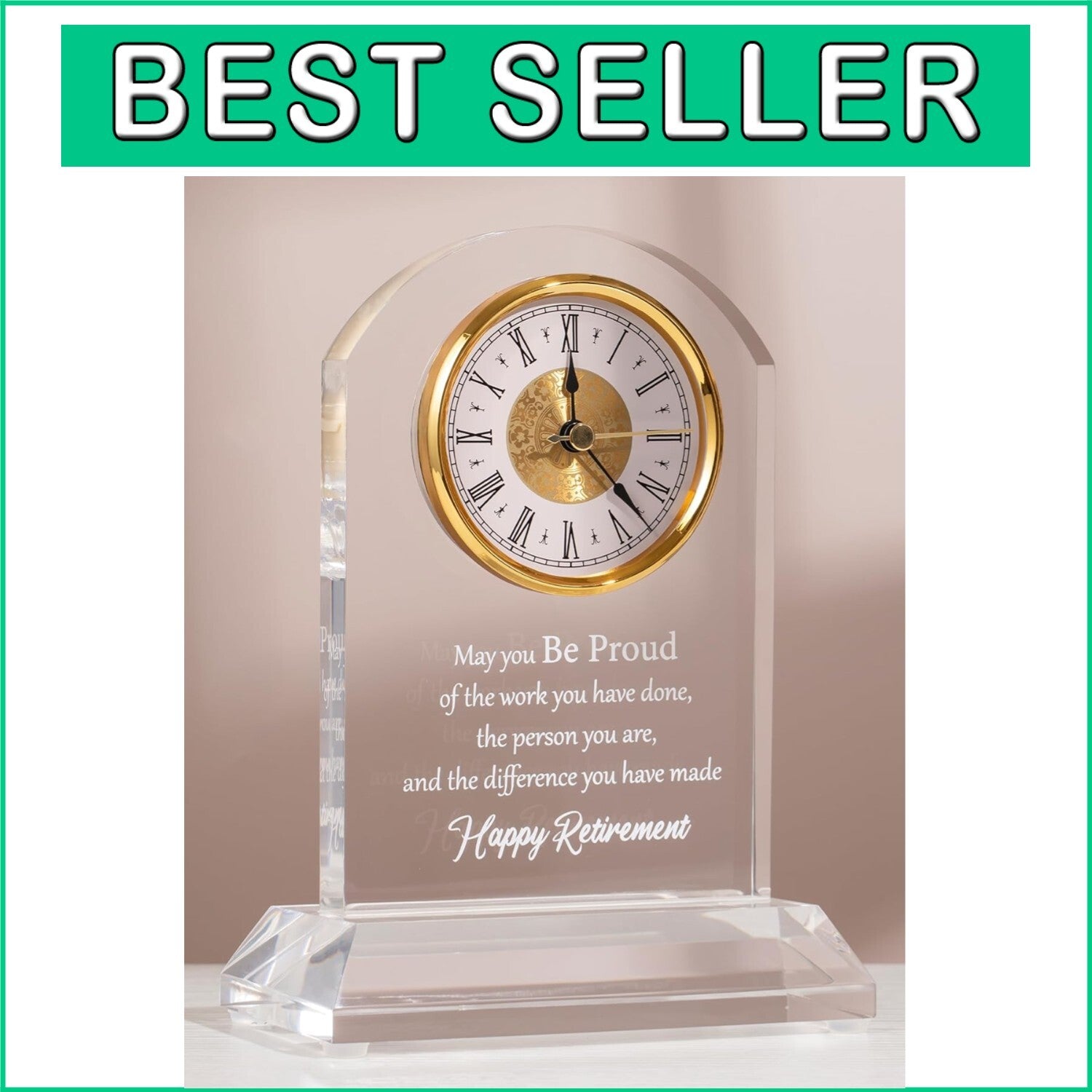 Elegant Quartz Desk Clock with Plaque - Perfect Retirement Gift for Loved Ones