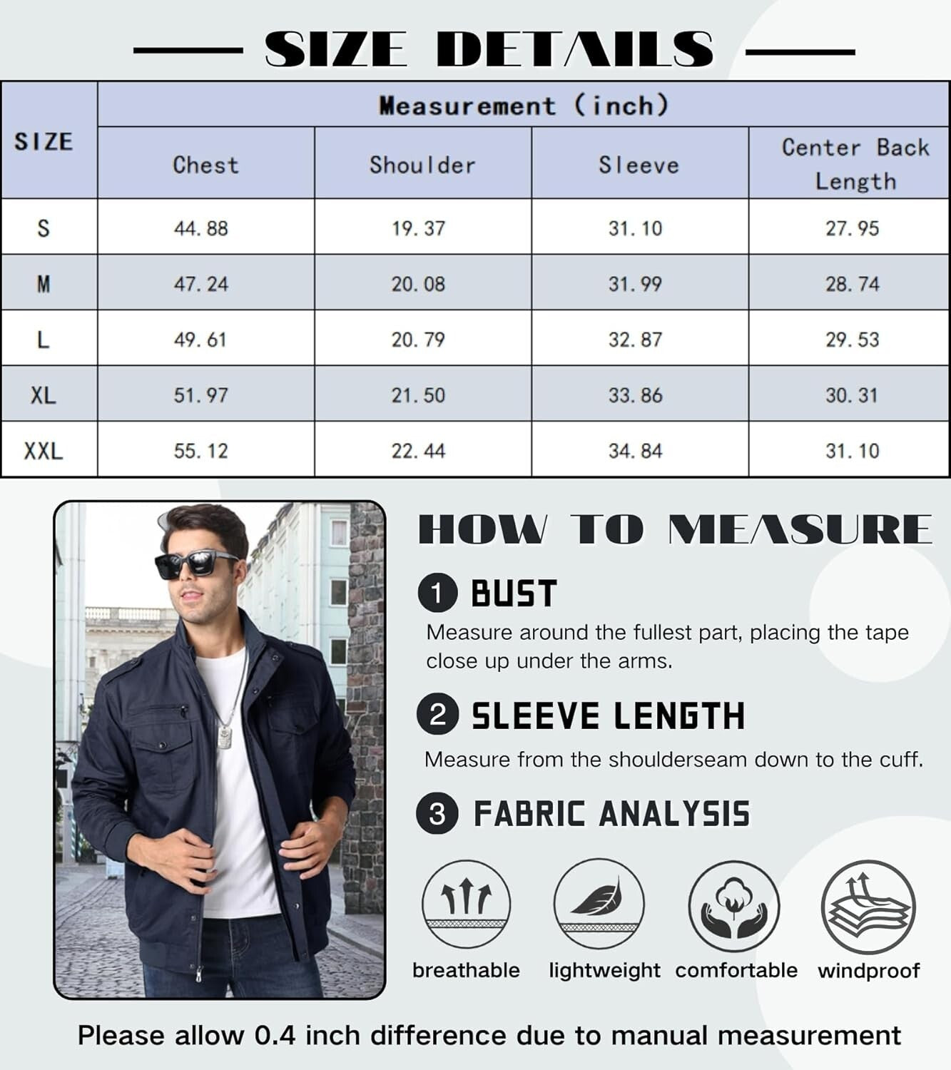 Stylish Men's Zip Front Utility Jacket with Inner Pocket for Outdoor Adventures