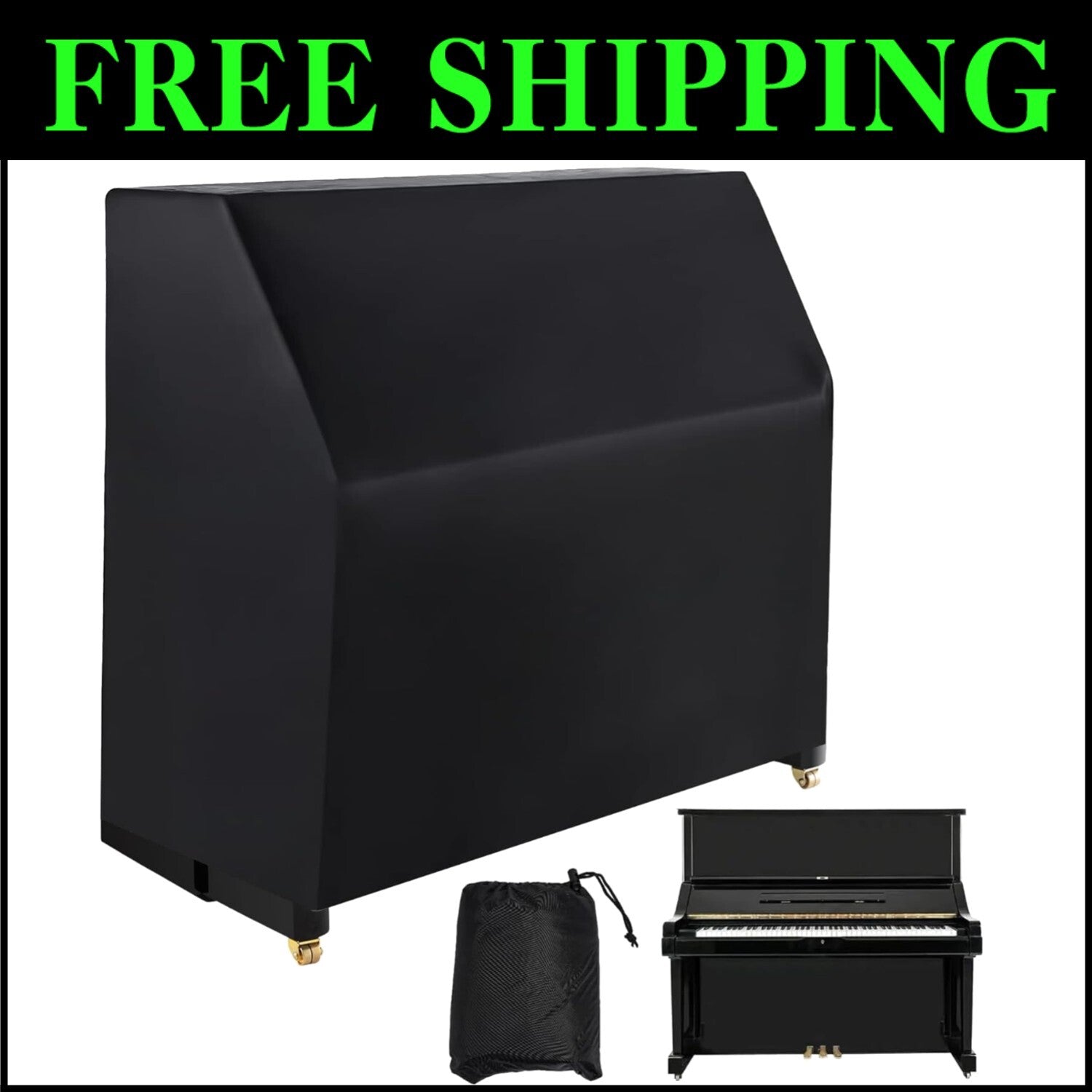 Portable Piano Dust Cover - Soft Velvet with Non-Scratch Surface & Elastic Fit