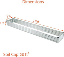 Load image into Gallery viewer, Stylish 10x2x1ft Galvanized Patio Planter - Ideal for Vegetables and Succulents